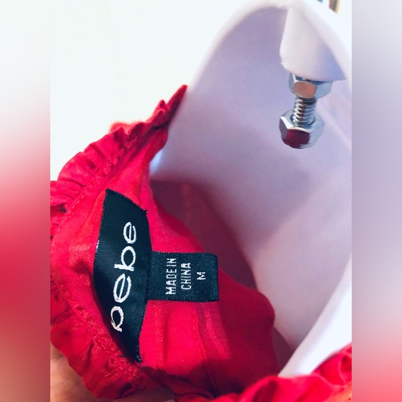 BEBE RED Short Sleeve Button Up Top in Size Medium! - Picture 14 of 16